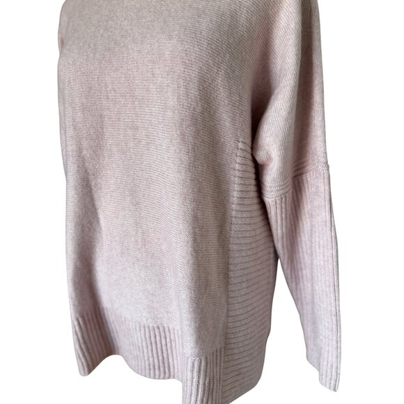Chicos Pink Knit Sweater Size 1 M Ribbed Hem & Sleeves Relaxed Cotton & Acrylic - Picture 2 of 9